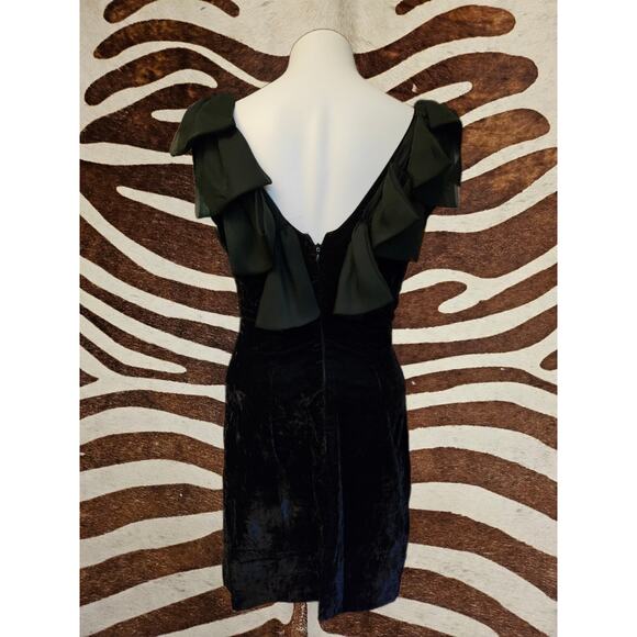L.A. Glo Vintage 80s 90s Black Crushed Velvet Formal Mini Dress Sz 5/6 - Picture 2 of 5